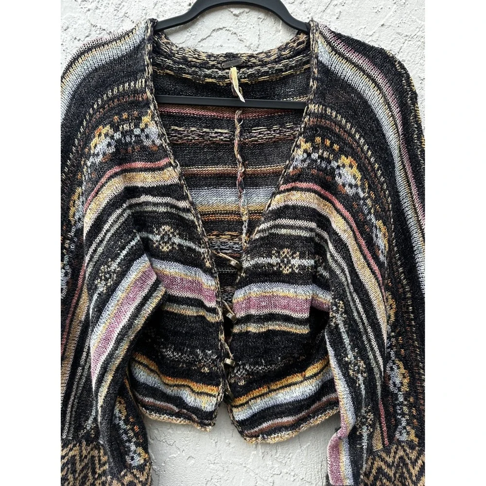 Free People Nopal Kaftan Cropped Cardigan Bell Sleeve Boho Southwestern XS